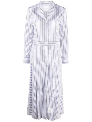 Thom Browne striped A-line cotton shirtdress - White