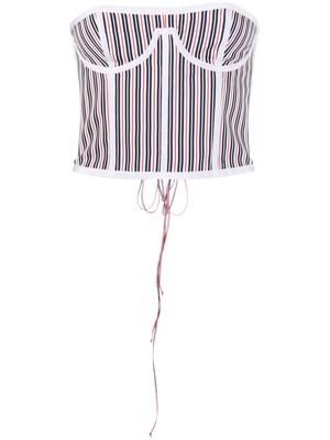 Thom Browne striped corset-style top - White