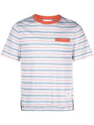Thom Browne striped-detailed short-sleeved T-shirt - Blue