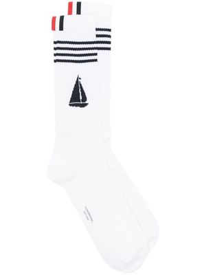 Thom Browne striped mid-calf socks - White
