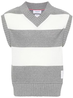 Thom Browne striped open-knit vest - Grey