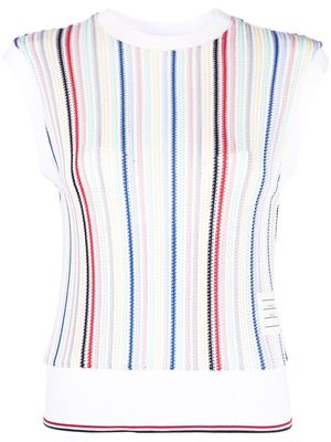 Thom Browne striped open-knit vest - White