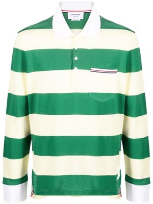 Thom Browne striped piqué polo shirt - 308 GREEN/LIGHT YELLOW