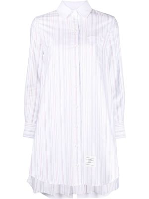 Thom Browne striped pleat-detail shirtdress - White
