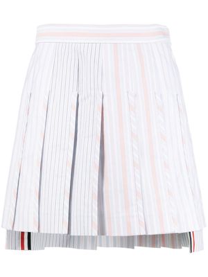 Thom Browne striped pleated miniskirt - White