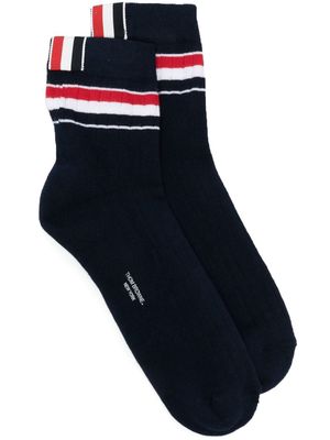 Thom Browne striped rib-knit socks - Blue
