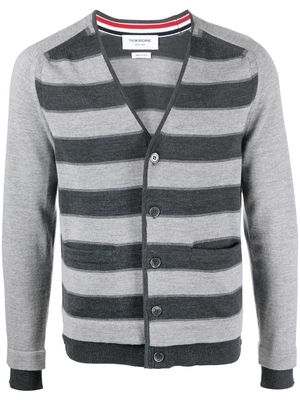 Thom Browne striped virgin wool cardigan - Grey