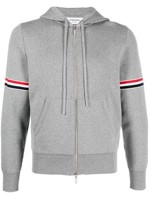Thom Browne striped zip-up hoodie - 055 LT GREY