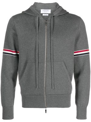 Thom Browne striped zip-up hoodie - Grey