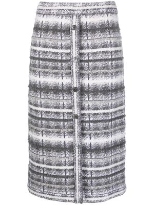 Thom Browne tartan bouclé straight skirt - Grey
