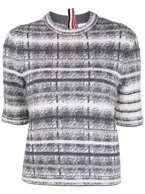 Thom Browne tartan-check-pattern T-shirt - Grey