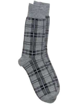 Thom Browne tartan-check pattern wool-blend socks - Grey