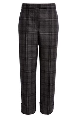Thom Browne Tartan Flannel Classic Trousers in Charcoal
