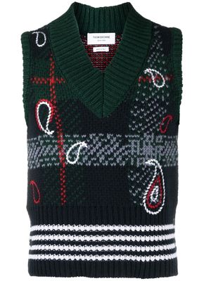 Thom Browne tartan jacquard knitted vest - Green