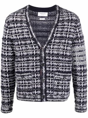Thom Browne tartan jacquard merino-wool cardigan - Grey