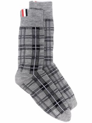 Thom Browne tartan pattern jacquard socks - Grey