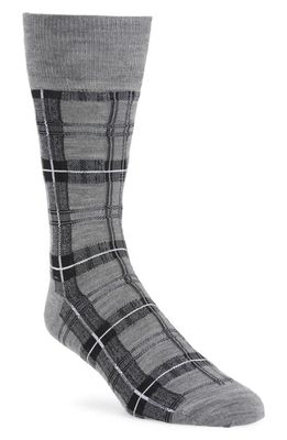 Thom Browne Tartan Plaid Wool Blend Mid Calf Socks in Light Grey