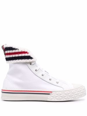 Thom Browne tartan-sole RWB stripe sneakers - White