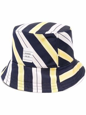 Thom Browne tartan-stripe jacquard bucket hat - Blue