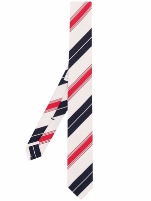 Thom Browne tartan-stripe silk-blend tie - Pink