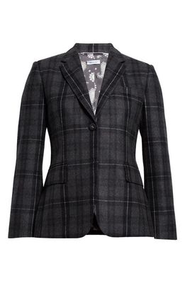 Thom Browne Tartan Wool & Cashmere Flannel Blazer in Charcoal