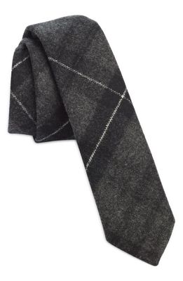 Thom Browne Tartan Wool & Cashmere Flannel Tie in Charcoal