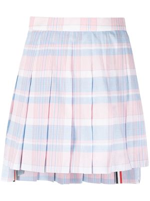 Thom Browne THIGH LENGTH DROPPED BACK PLEATED SKIRT IN MADRAS COTTON - 680 LT PINK