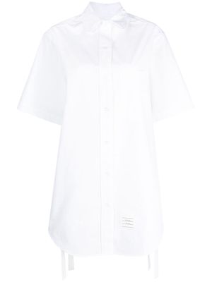 Thom Browne THIGH LENGTH S/S SUPERSIZED GATHERED SIDE SEAMS SHIRT DRESS IN HEAVY POPLIN - White