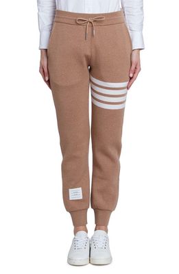 Thom Browne Thom Brown 4-Bar Knit Cashmere Blend Joggers in Camel