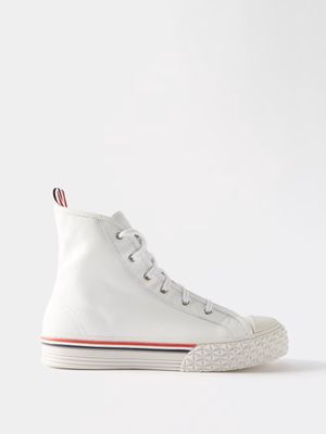 Thom Browne - Tricolour Leather High-top Trainers - Mens - White
