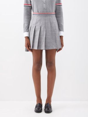 Thom Browne - Tricolour-stripe Check Wool-blend Mini Skirt - Womens - Grey
