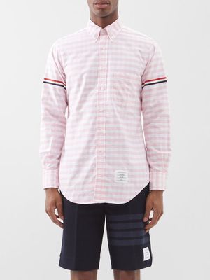 Thom Browne - Tricolour-stripe Gingham Cotton-poplin Shirt - Mens - Light Pink Multi