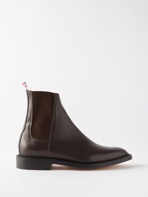 Thom Browne - Tricolour-trim Leather Chelsea Boots - Mens - Brown