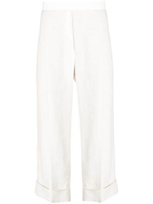 Thom Browne turn-up linen trousers - Neutrals