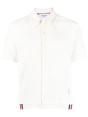 Thom Browne tweed short-sleeve polo shirt - White