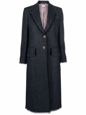 Thom Browne tweed single-breasted coat - 415 NAVY