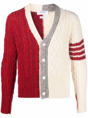 Thom Browne two-tone cable-knit cardigan - 600 RED