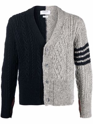 Thom Browne two-tone cable-knit cardigan - Blue
