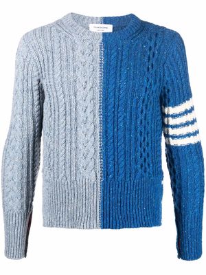 Thom Browne two-tone cable-knit jumper - 473