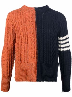 Thom Browne two-tone cable-knit jumper - 825 ORANGE
