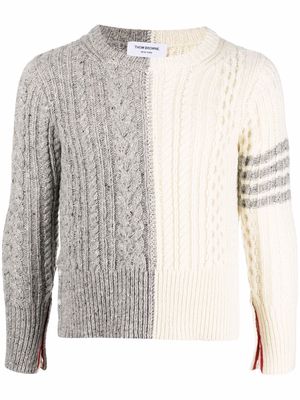 Thom Browne two-tone cable-knit jumper - Grey
