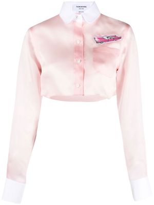 Thom Browne two-tone cropped silk shirt - Pink