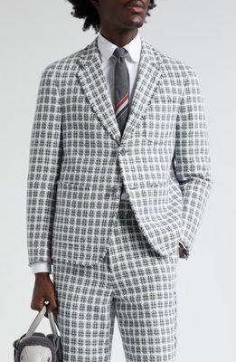 Thom Browne Unconstructed Fit Fray Edge Plaid Sport Coat in Medium Grey