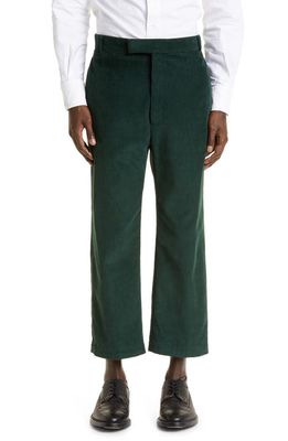Thom Browne Unconstructed Straight Leg Cotton Corduroy Pants in Dark Green
