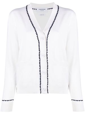 Thom Browne V-neck cotton cardigan - White