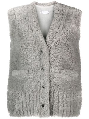 Thom Browne V-neck shearling gilet - Grey