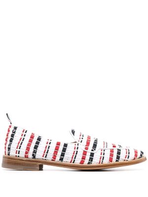 Thom Browne Varsity woven penny loafers - White