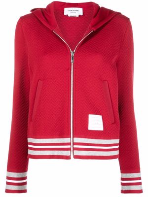 Thom Browne varsity zip hoodie - Red