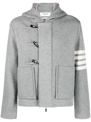Thom Browne virgin-wool hooded duffle jacket - Grey