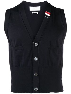 Thom Browne virgin-wool sleeveless cardigan - Blue